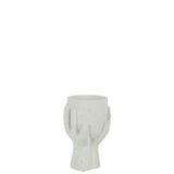 Pot de fleurs J-Line en ciment blanc, avec plante