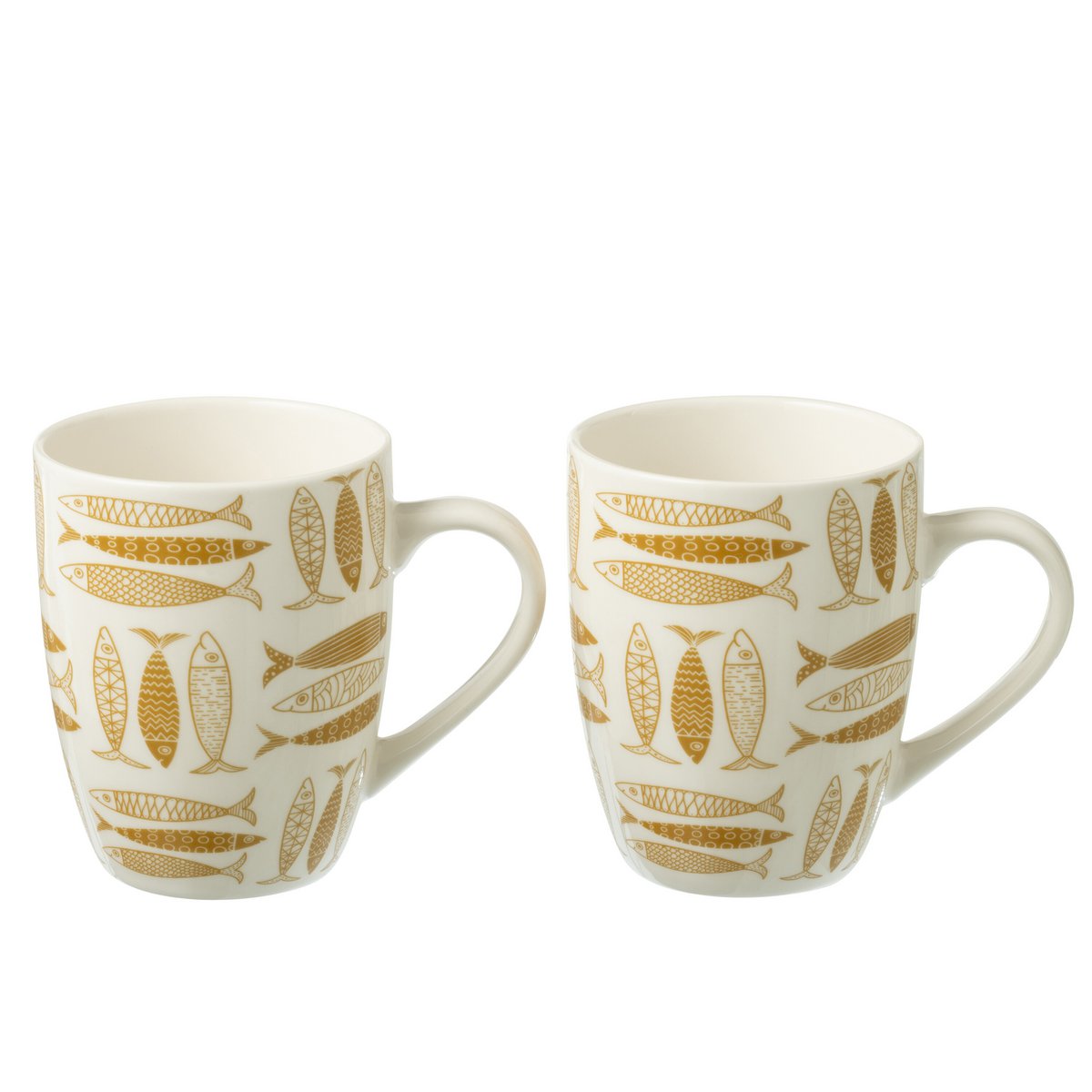 Boîte 2 tasses Fish en céramique brun - vue avant