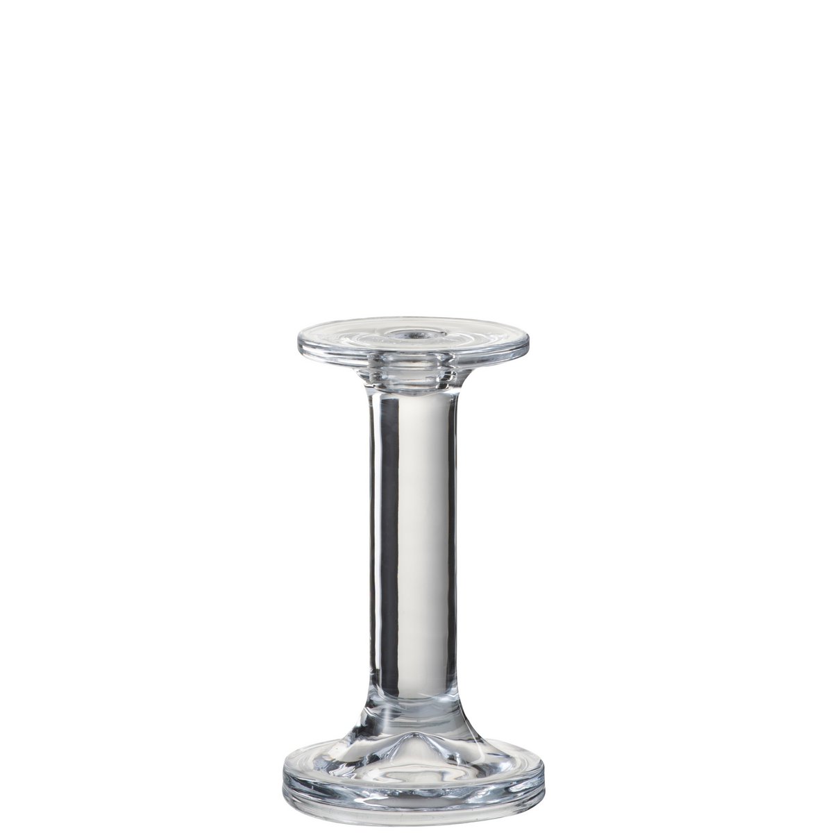 Bougeoir J-Line en verre transparent, vue de face