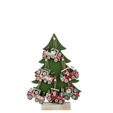 Sapin de Noël J-Line en contreplaqué vert et rouge avec train décoratif