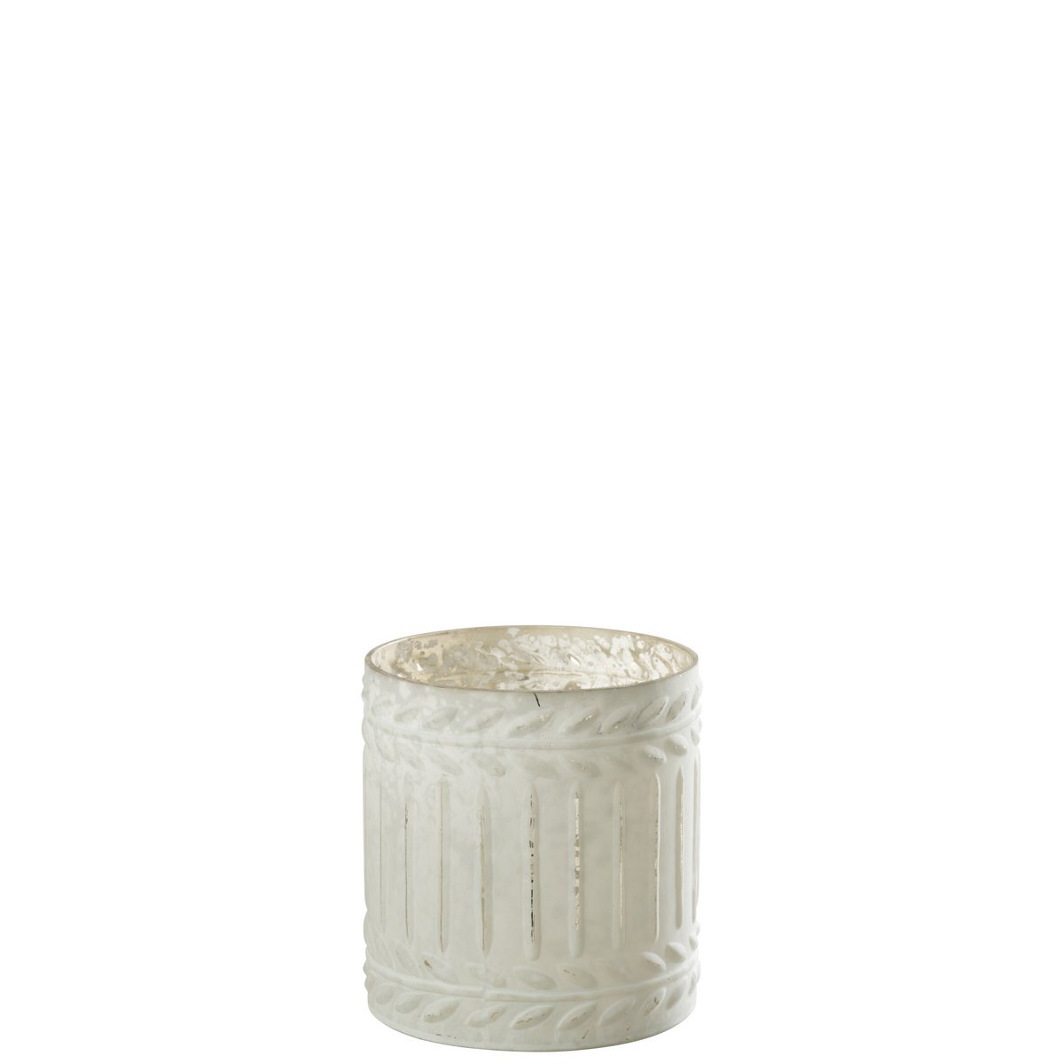 Bougeoir J-Line Ezy en verre blanc, élégant et moderne