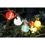 Chaîne légère à 10 solaires textiles LED colorée, pour l'extérieur, chaîne légère-métal et plastique et textile, coloré, avec LED intégrée