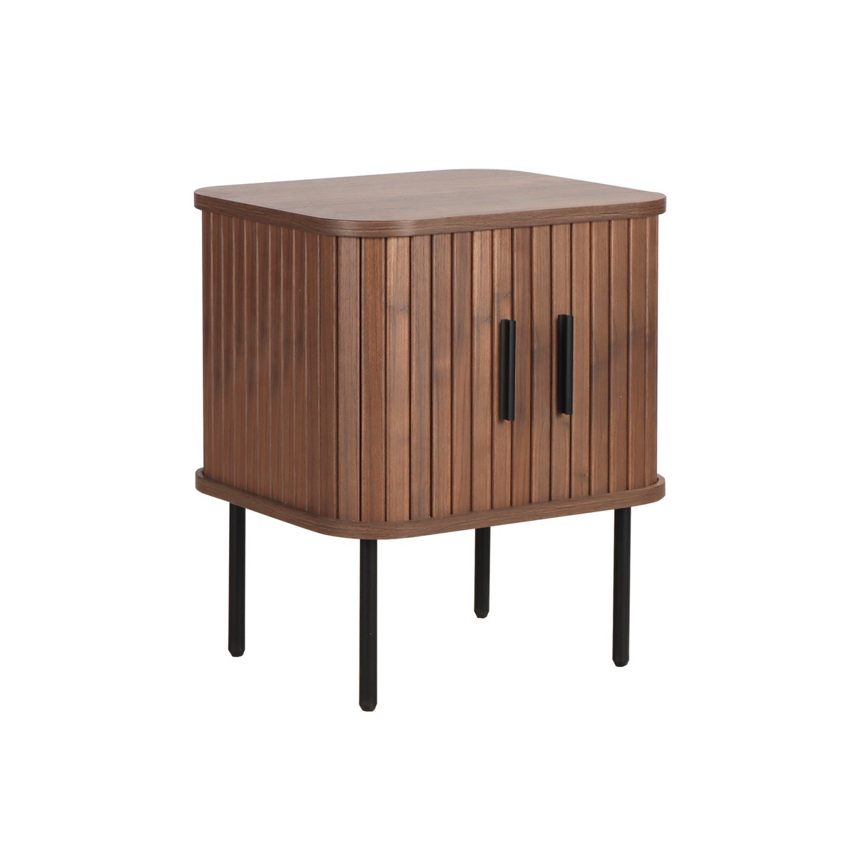 Vue latérale de la lampe de chevet avec pieds métalliques noirs