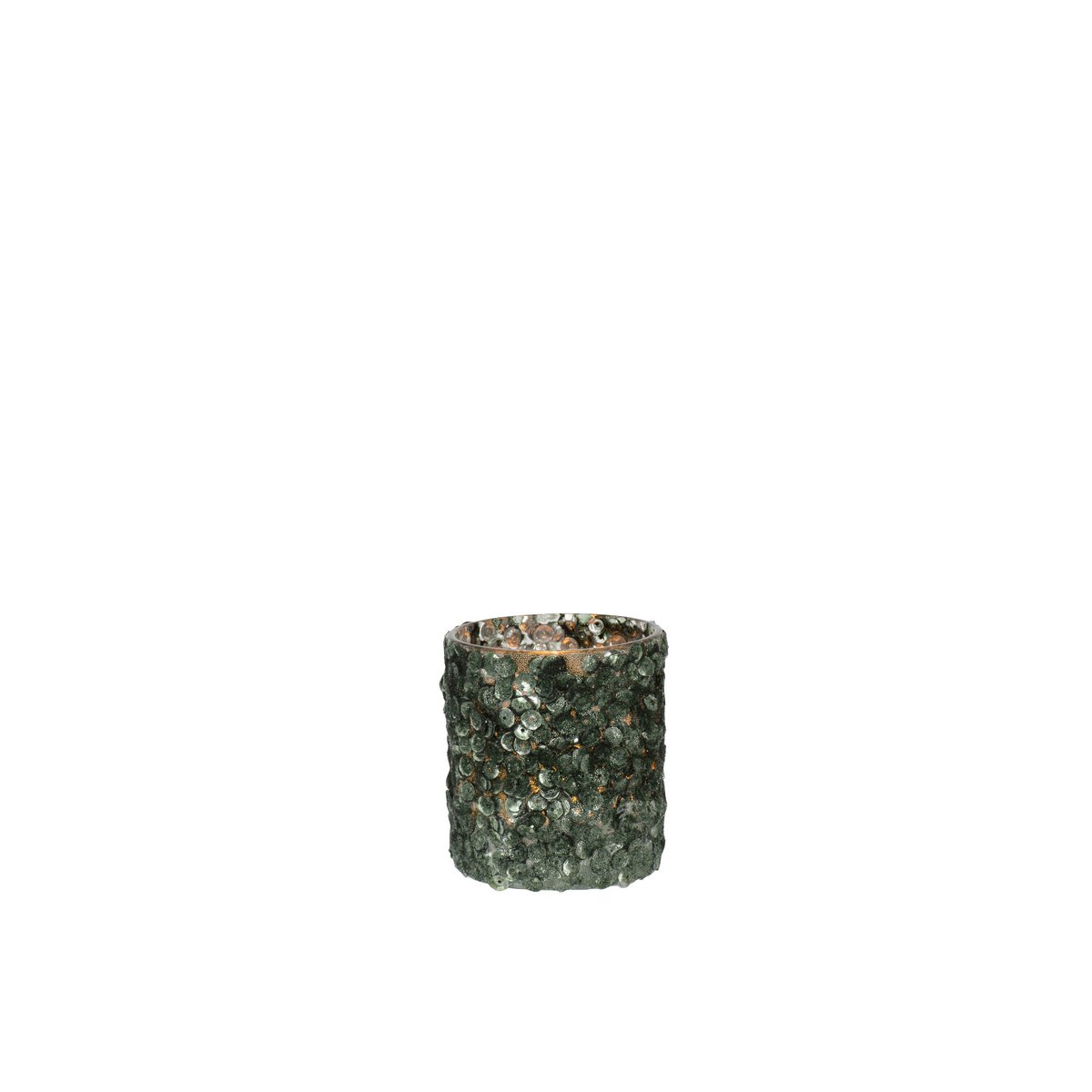 Bougeoir J-Line Sequin Sucre vert foncé, détail du verre