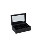 Boîte à bijoux J-Line en cuir artificiel noir avec miroir, vue de face