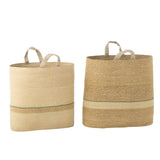 Panier J-Line rayures naturel et vert - vue 1