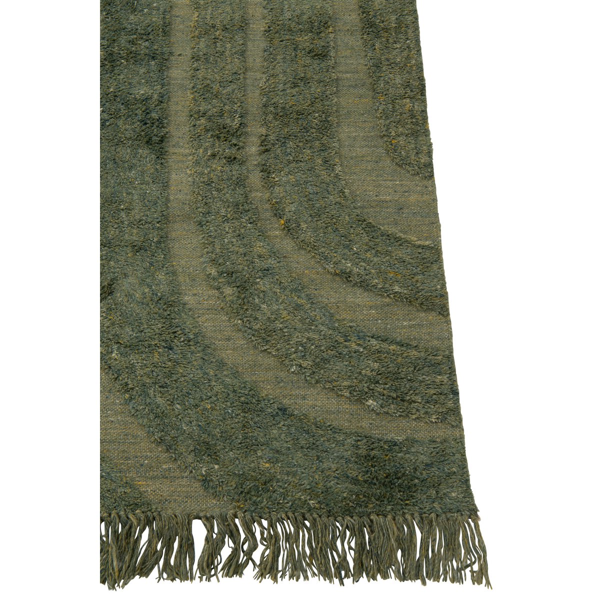Détail du tapis J-Line Rounded Lines, texture laine vert kaki