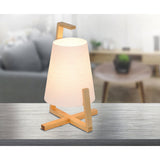 Lampe de table en bambou avec écran en plastique "Shoji", avec cadre en bambou, nature et blanc, environ 32 cm de haut, E14, pour le salon, la salle à manger et le bureau