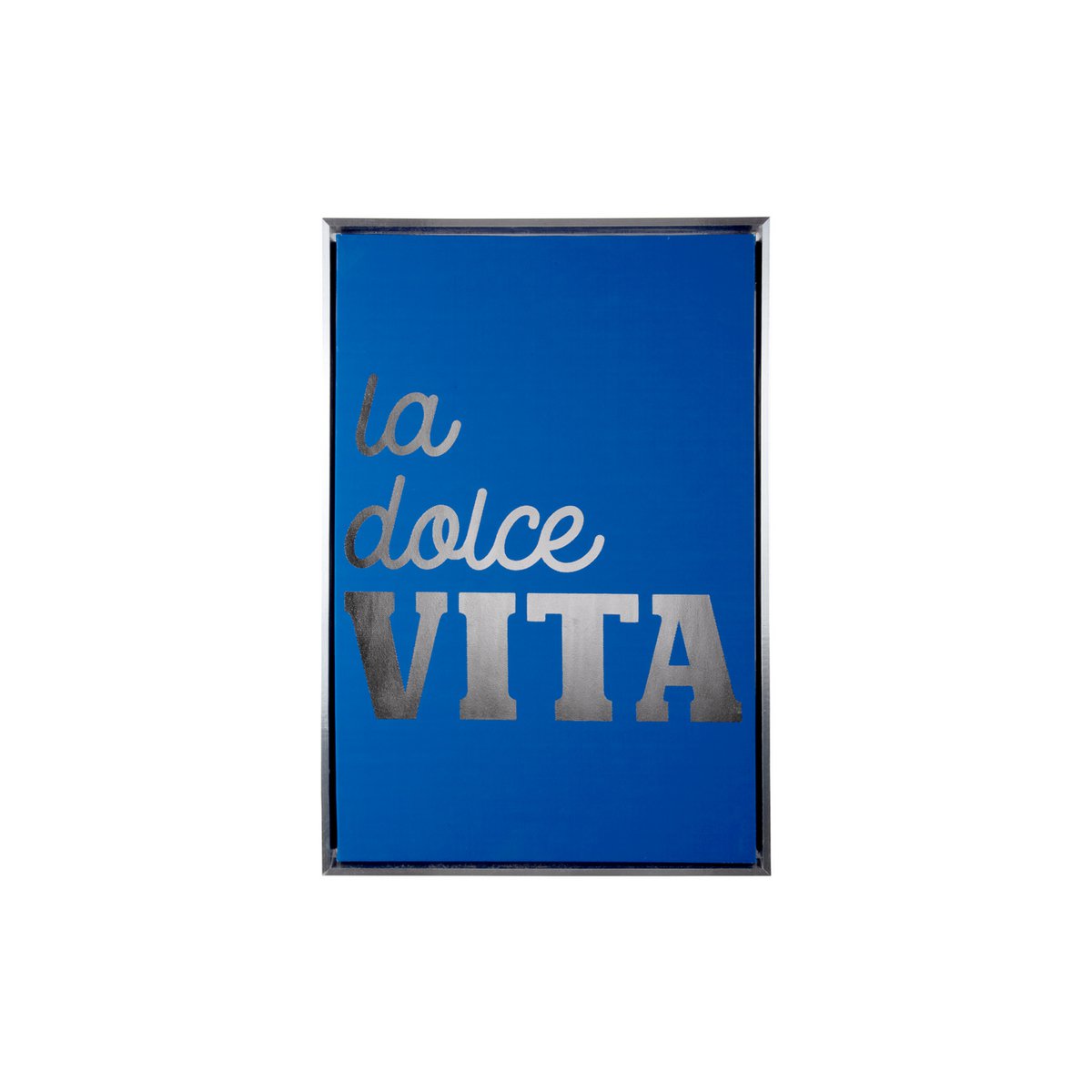 Tableau La Dolce Vita Bleu avec texte en feuille d'argent