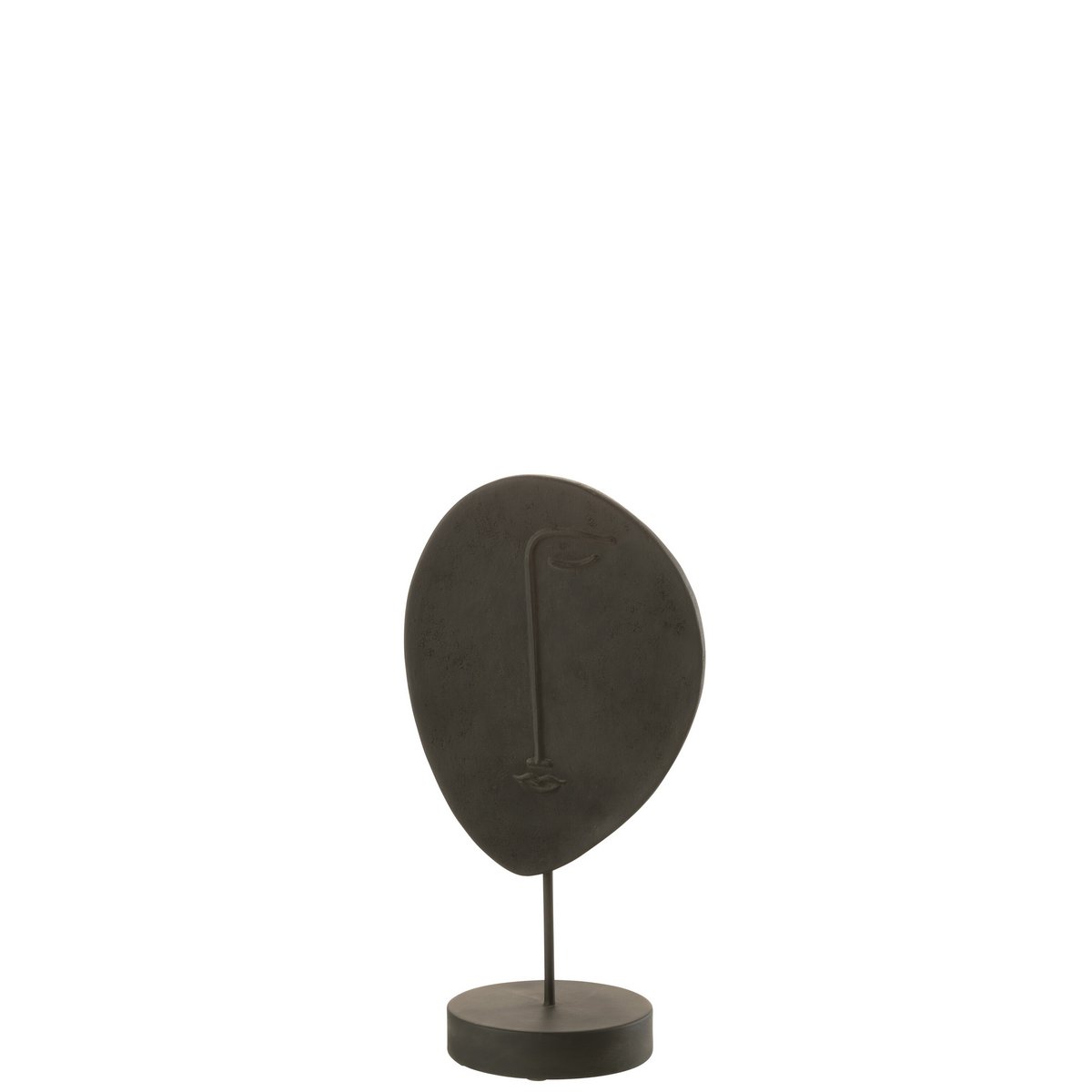 Tête Plate sur Pied Poly Noir Small de J-Line, sculpture moderne en polyresine