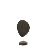 Tête Plate sur Pied Poly Noir Small de J-Line, sculpture moderne en polyresine