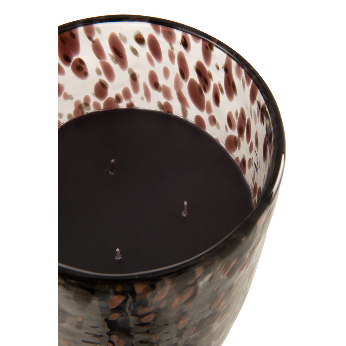 Détail de la bougie J-Line Mia avec son parfum cuir et feuilles