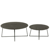 Table d'appoint J-Line Round en bois et métal noir, vue de face