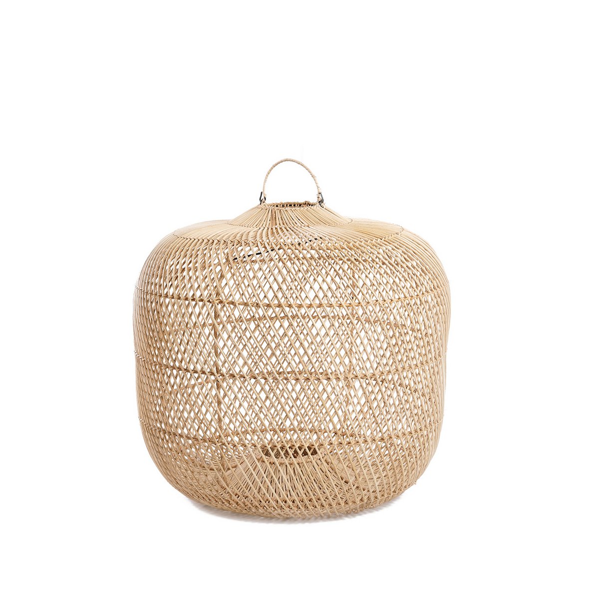 Pendentif Batu Bolong en rotin naturel, vue de face