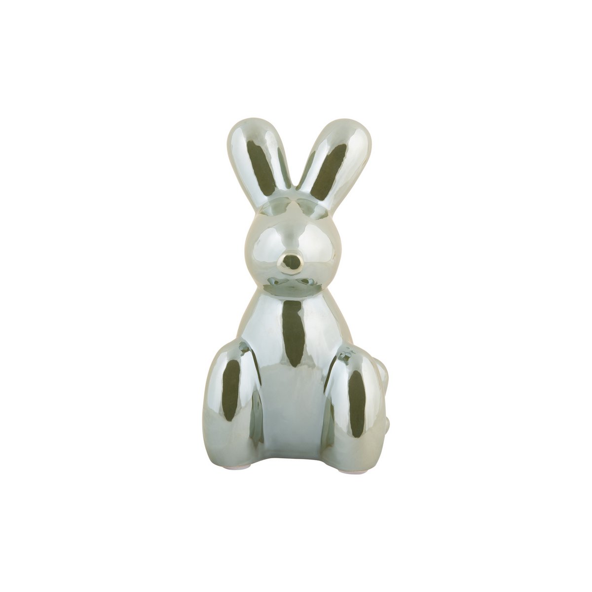 Statue Ballon Lapin en céramique verte, profil gauche