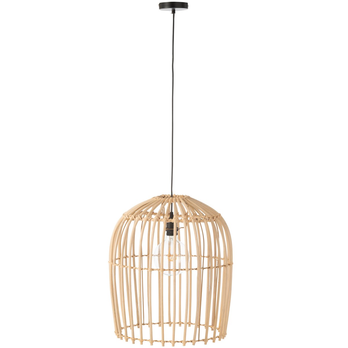 Détail du rotin naturel de la lampe suspendue Wie, texture raffinée