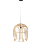 Détail du rotin naturel de la lampe suspendue Wie, texture raffinée