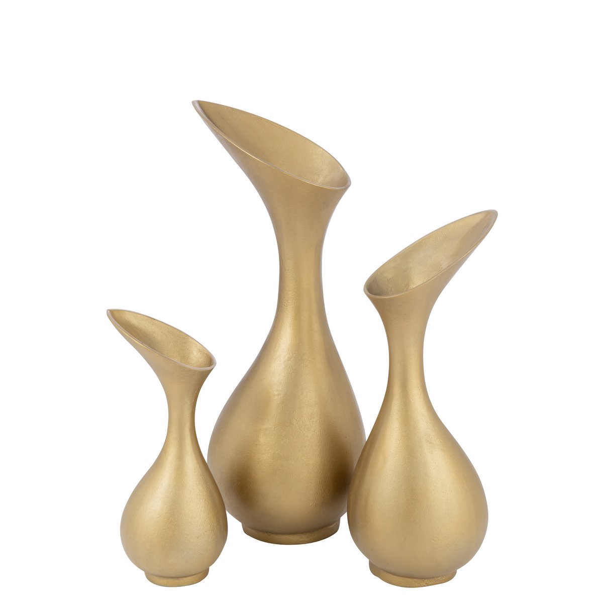 Vase Olivia J-Line en aluminium doré, vue de face, 77 cm