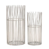Candle Holder Set en 2 parties Porte-toile de vent Luver Lument Loft Black ou Silver Candlestick Lanterns