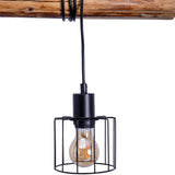4 pendentif "bois", lampe suspendue, métal et bois en noir et socket e27 naturel, pour salle à manger, salon, couloir ou bureau, 100 cm de long