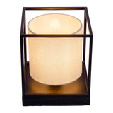 Lampe de table "bêta" blanche en métal avec parapluie de tissu en blanc, avec socket E14, lampe pour le salon, salle à manger, couloir et bureau, 15 x 15 x 17 cm