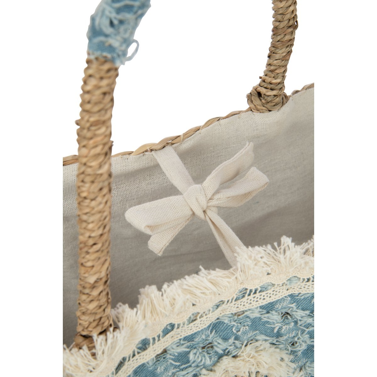 Sac de plage J-Line posé sur une surface naturelle, mettant en valeur son style bohème