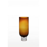Vase cylindrique de luxe moderne sur base solide, design sobre, couleur ambre, OMA28AM