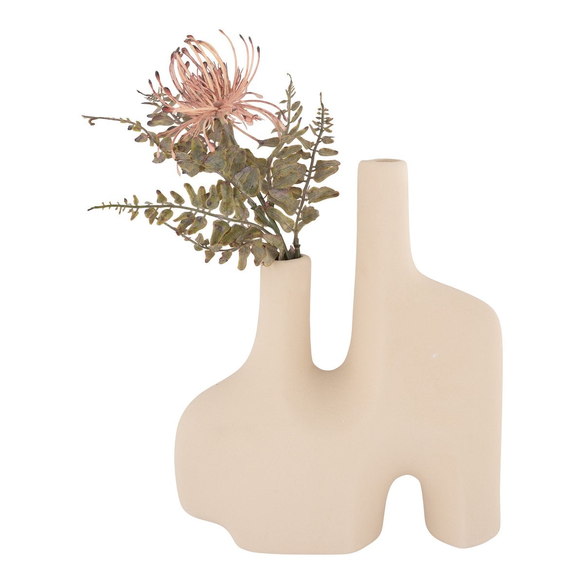Vue de profil du vase en céramique sable, design moderne