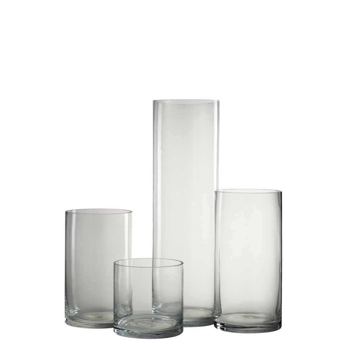 Vase Cylindre ECA J-Line en verre transparent, vue de face