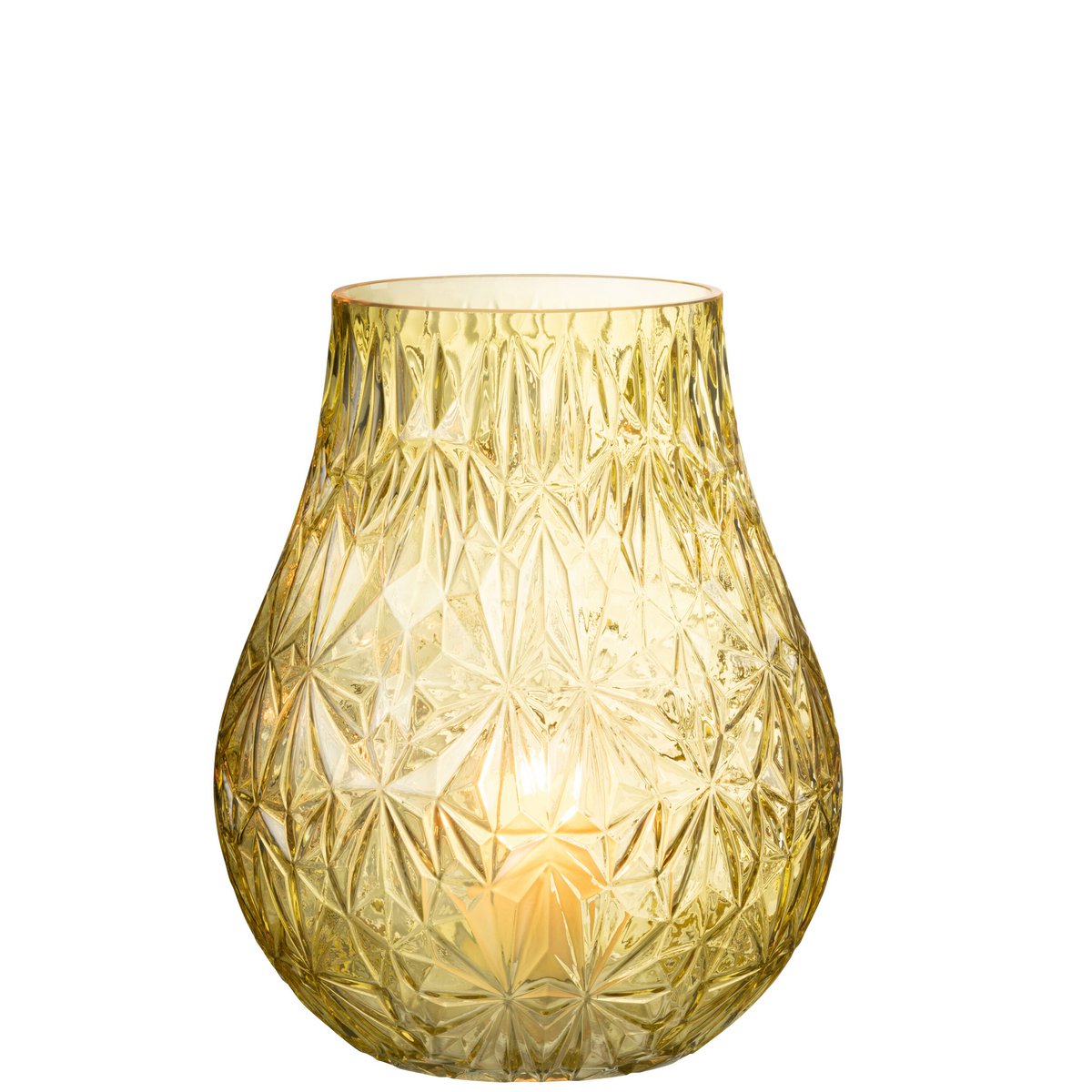 Vase NOx Affût J-Line en verre jaune, vue de face