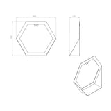 Miroir mural Gorillz Hive avec étagère - Miroir hexagonal - 60 x 52 cm - Noir industriel