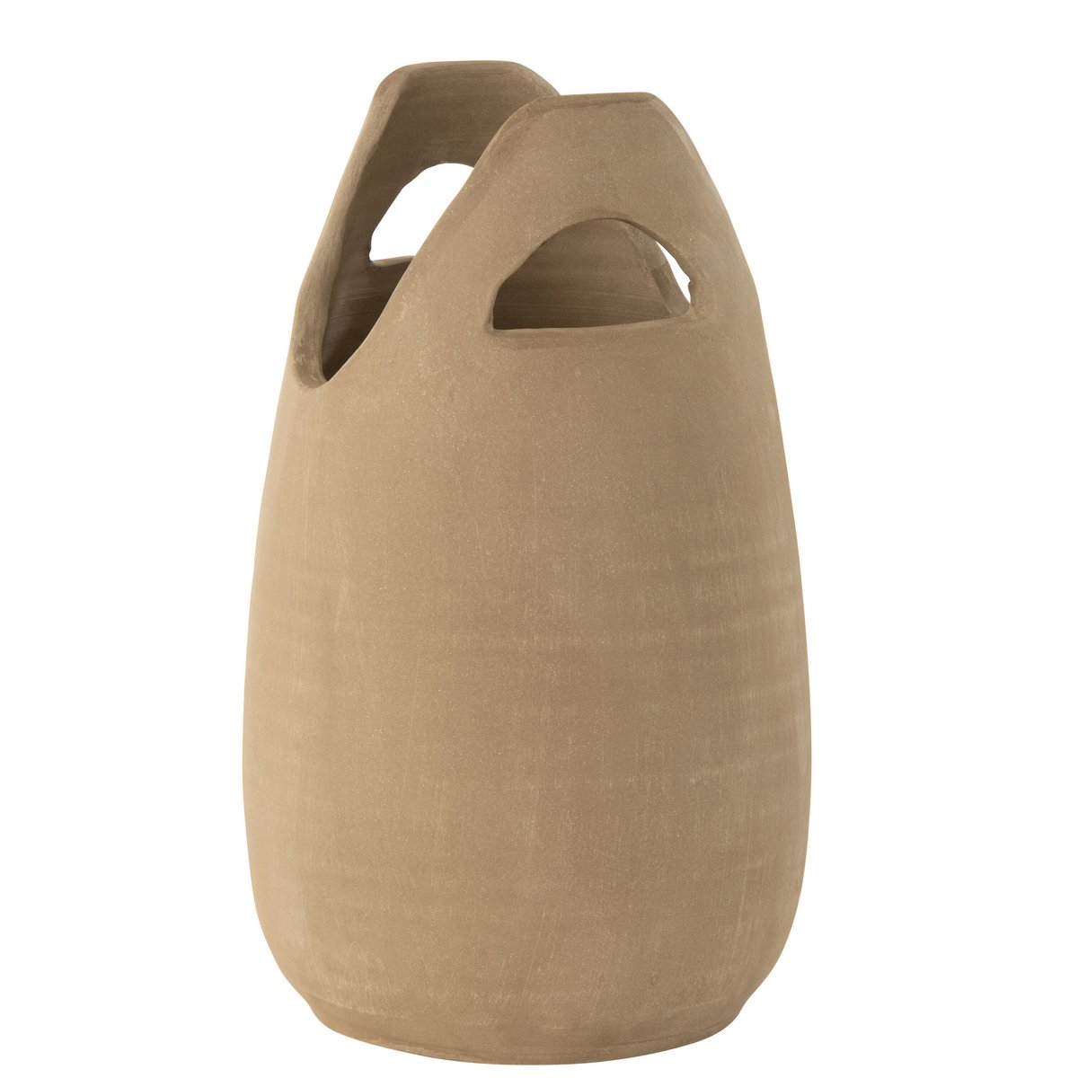 Poignée de vase J-Line en céramique beige, vue latérale