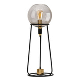 Lampe de table "Stelo", lampe de table moderne en métal noir et verre fumé, socket E27, 71 cm de haut, pour salle à manger, salon, couloir ou bureau,