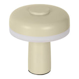 Table sans fil "PilU", 16,5 cm de haut, au-dessus de Ø de 15 cm, métal dans la couleur Frost Allmond, plastique blanc, LED intégrée, 280 lumens, dimmable par capteur tactile, blanc chaud blanc