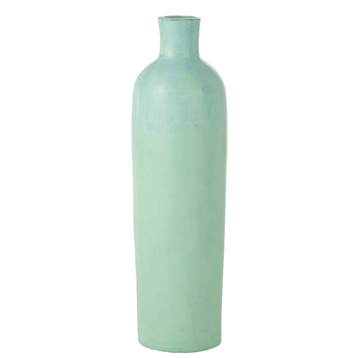 Vase Justine en ciment bleu, en situation dans un salon moderne