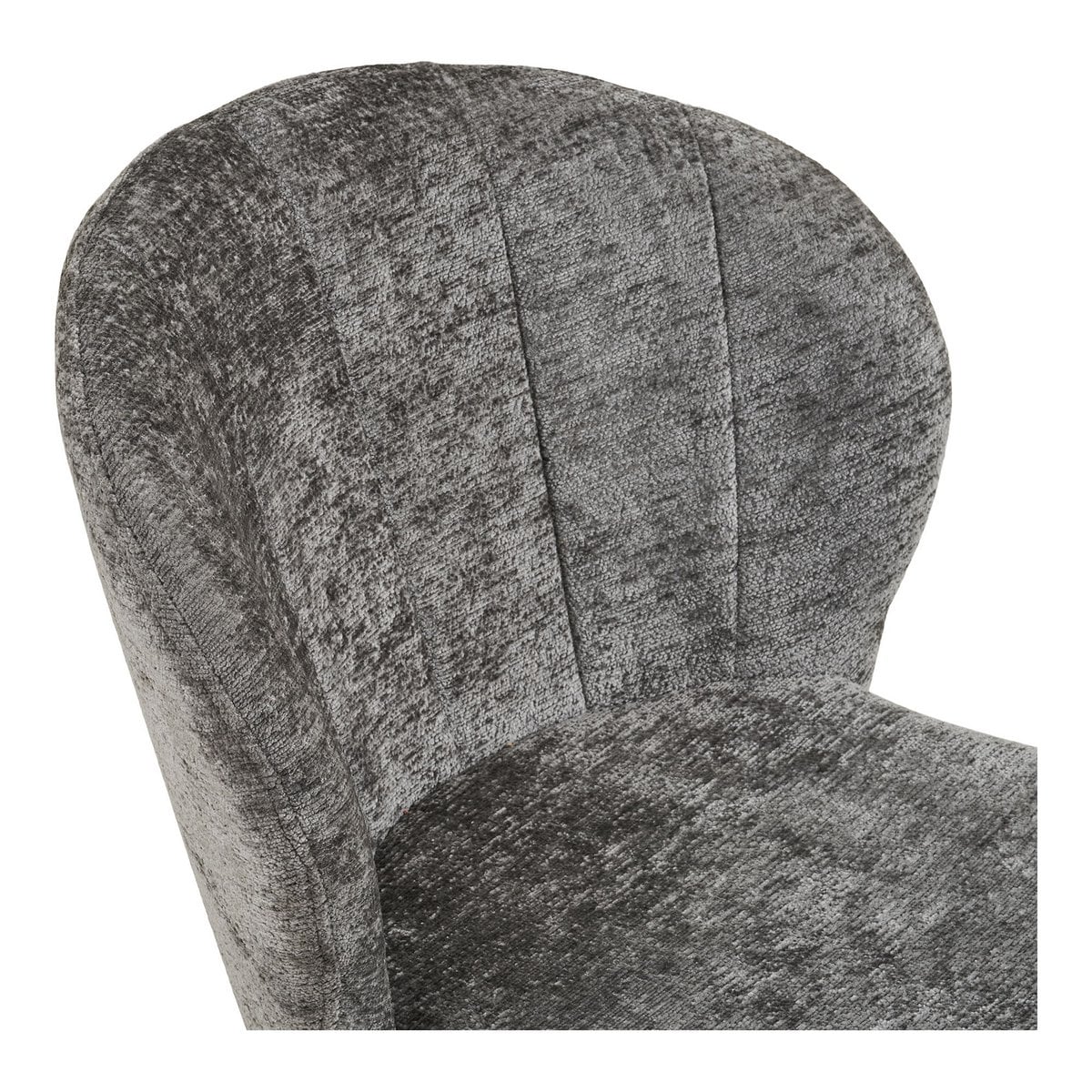 Gros plan sur le dossier gris de la chaise Roanne