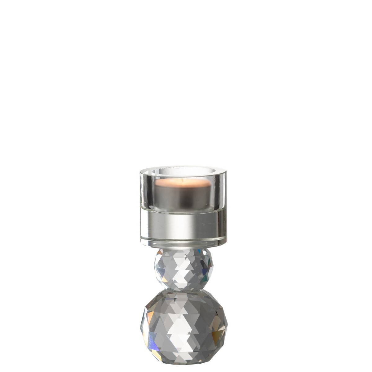 Bougeoir en cristal J-Line, élégant design en verre transparent