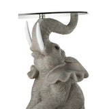 Table d'appoint J-Line Elephant avec plateau en verre et détails artistiques