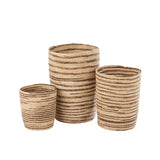 Lot de 3 paniers à maïs J-Line en rotin beige et marron, vue d'ensemble.