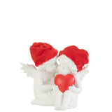 Figurine Ange Assis Chapeau Coeur Rouge/Blanc - J-Line, vue de face