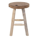 Tabouret Badia en teck naturel avec design rond et pieds robustes
