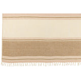 Plaid J-Line Rayé en rose clair, blanc et beige avec franges, 180x130 cm