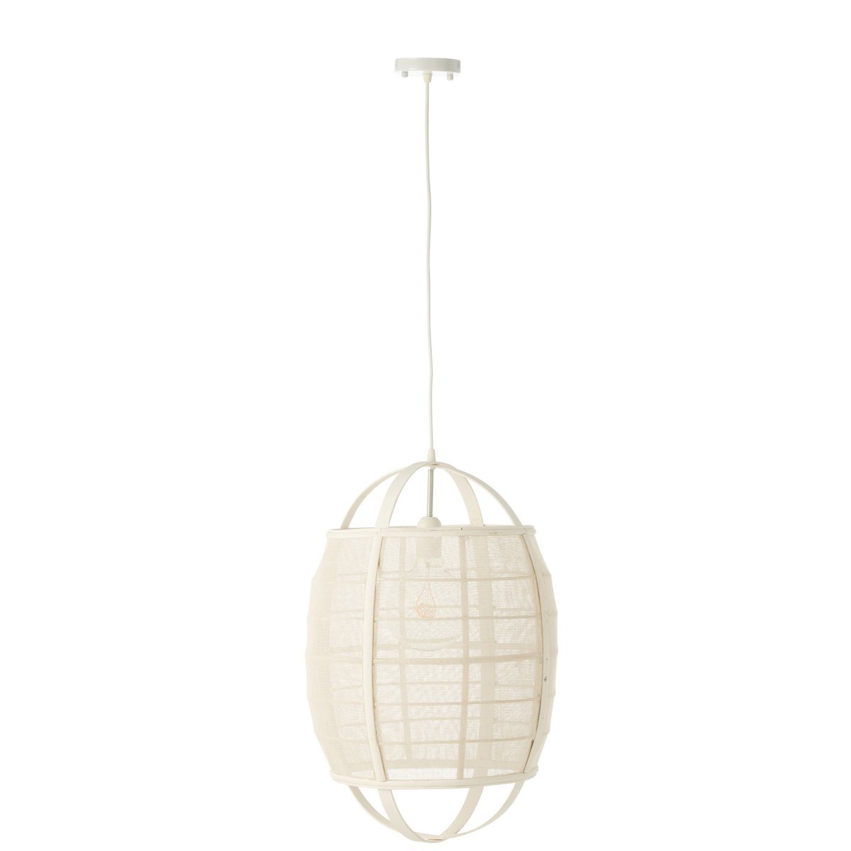Détail de la lampe J-Line Ion en lin et bambou - style bohème