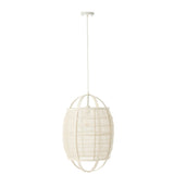 Détail de la lampe J-Line Ion en lin et bambou - style bohème