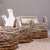 Panier de rangement | Panier décoratif | Panier à plantes KUTUS (naturel) en jonc de mer et fibre de bananier (3 tailles)