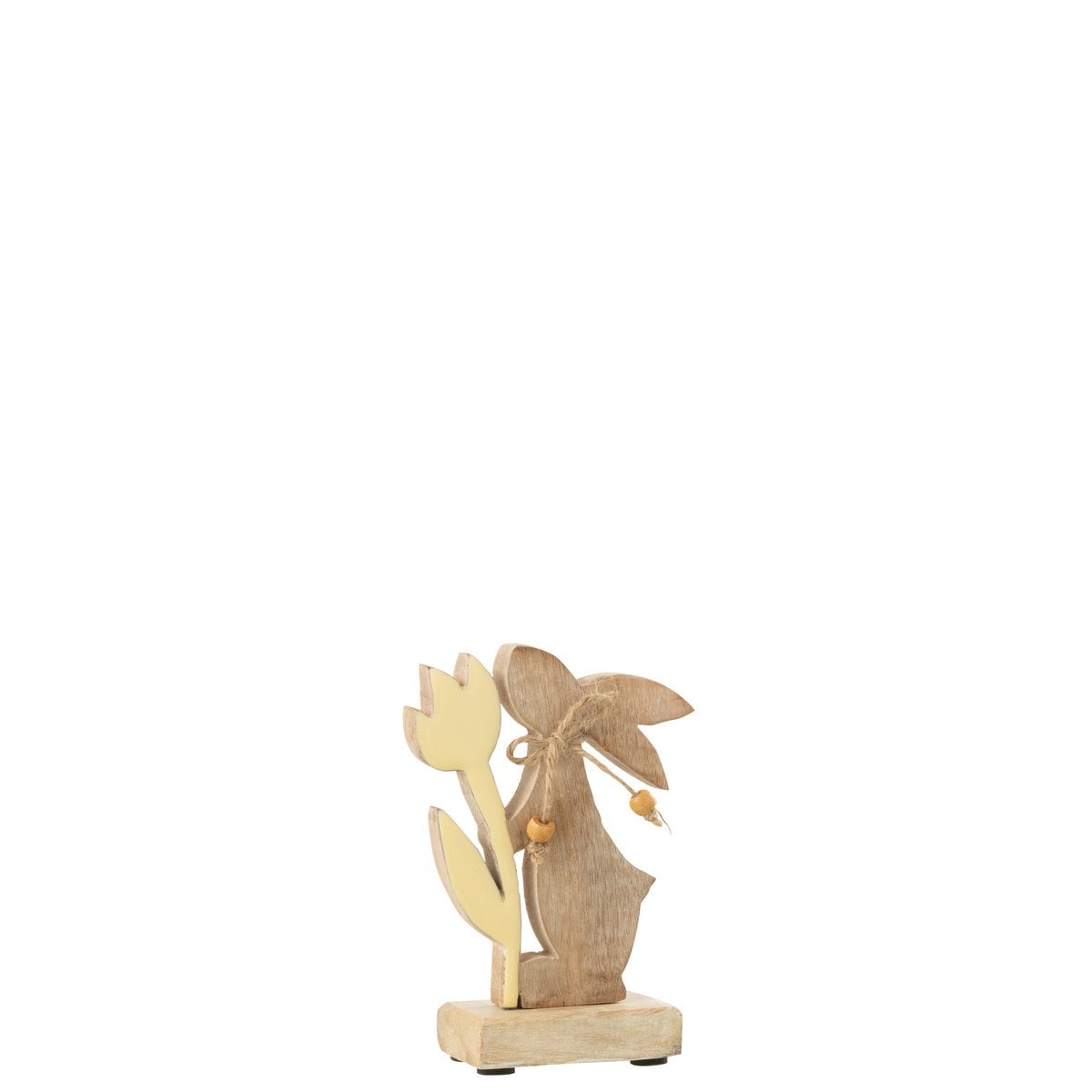 Fleur de lapin J-Line en bois jaune, décoration de Pâques
