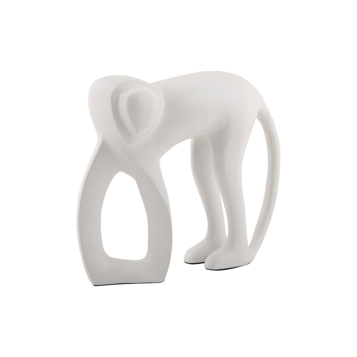 Détail de la statue singe en aluminium avec finition blanc mat