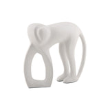 Détail de la statue singe en aluminium avec finition blanc mat