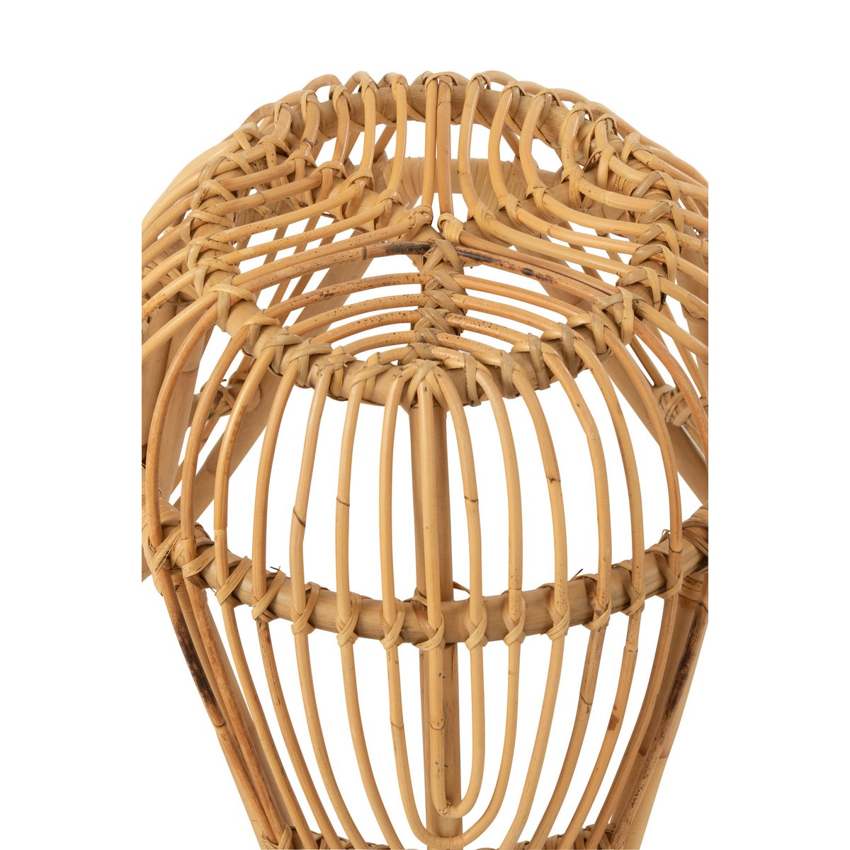 Détail du tissage en rotin du tabouret Lea
