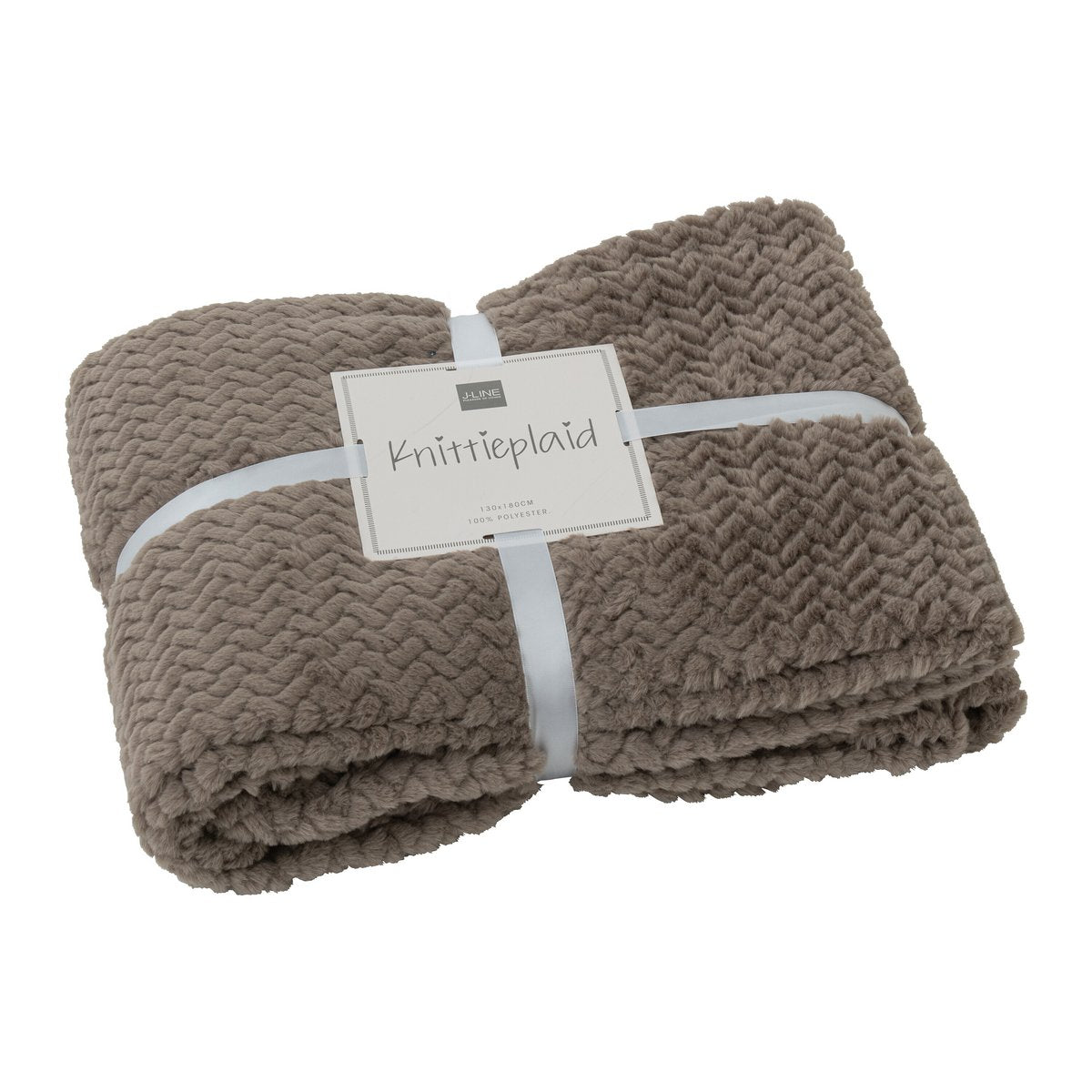 Couverture J-Line taupe sur un lit décoré avec goût